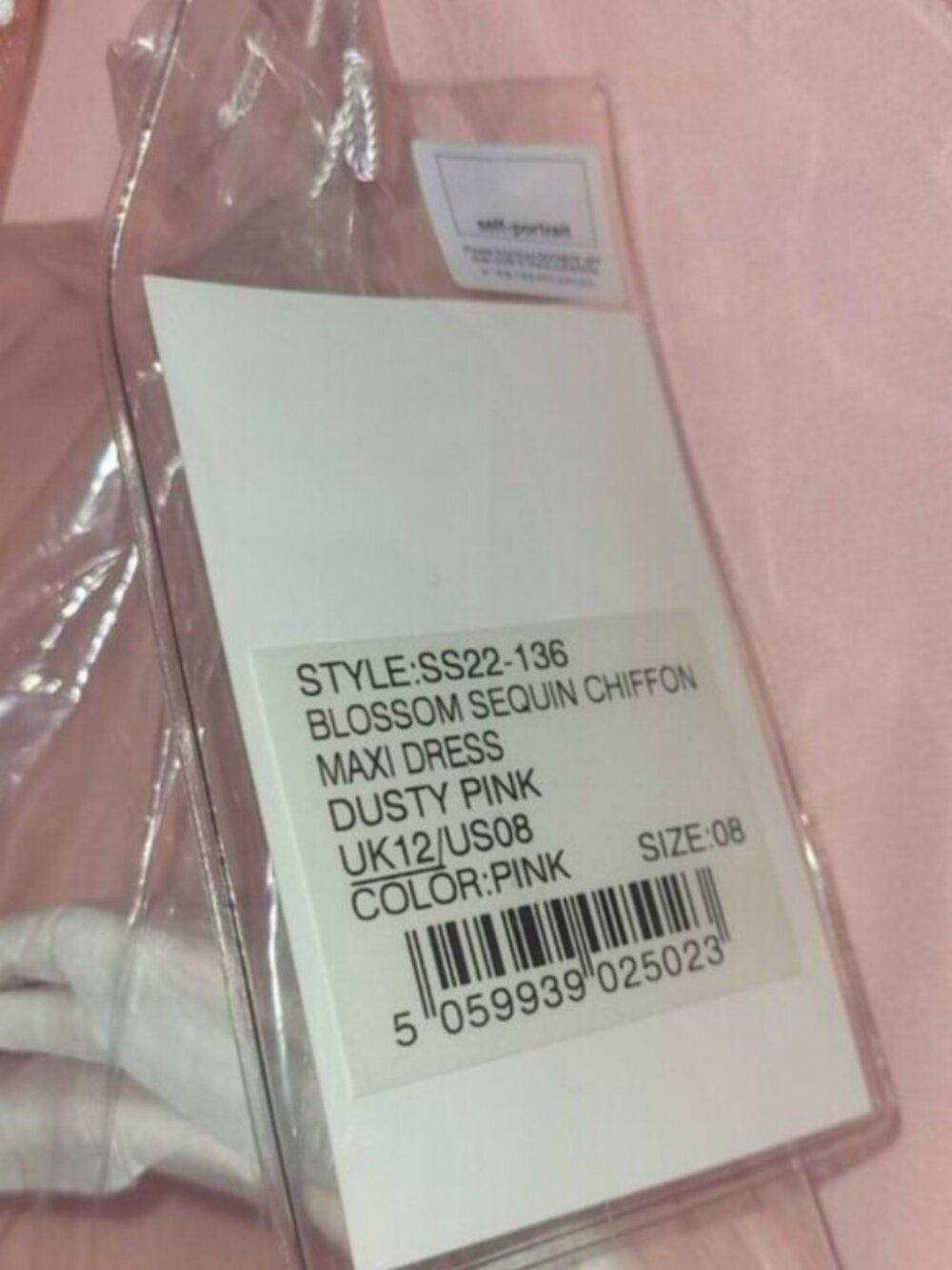 SELF-PORTRAIT Blossom Sequin Cape Maxi Dress Blush Pink Chiffon NWT Sz 8. - Picture 7 of 13